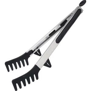 Stainless Steel and Black Kitchen Tongs